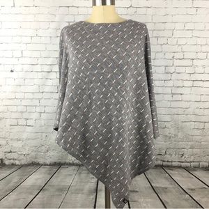 Ibex gray poncho merino wool juliet print